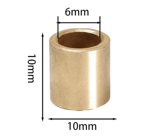 10 pcs Oilless Bushing Sleeve Bearings 1/4 inch bore Brass Self-Lubricating Sintered Bronze Bushings Bore 6mm OD 10mm Length 10mm