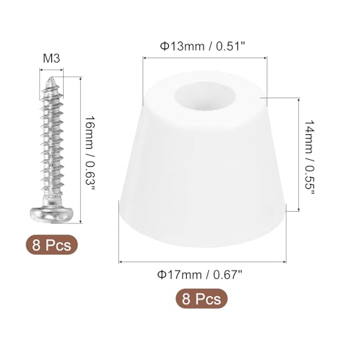 uxcell 8Pcs Rubber Bumper Feet, 0.55" H x0.67 W Round Pads with Stainless Steel Washer and Screws for Furniture, Appliances, Electronics - size: 0.55" H x0.67" W