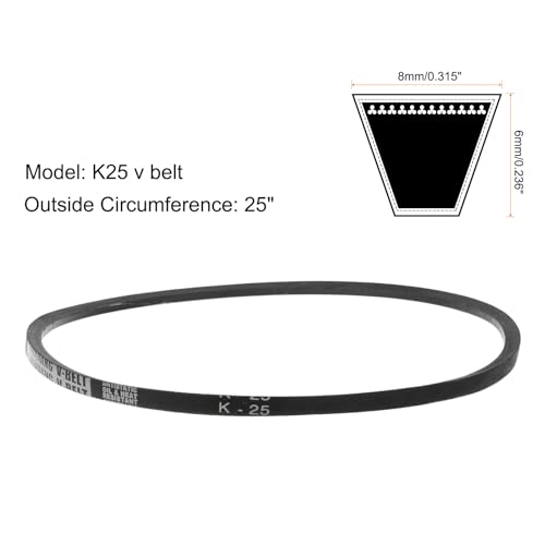 uxcell 2pcs K25 Rubber V Belt, K Section V-Belt 25" Outside Circumference x 0.315" Width x 0.236" Thick, Industrial Power Transmission Belt - size: K25
