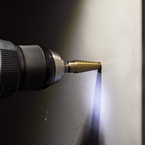 NEIKO 10182A Titanium Step Drill Bit, High-Speed Alloy-Steel Bit, Hole Expander for Wood and Metal, 13 Step Sizes from 1/8 Inch to 1/2 Inch - size: #1 (1/8 - 1/2", 13S), style: Straight