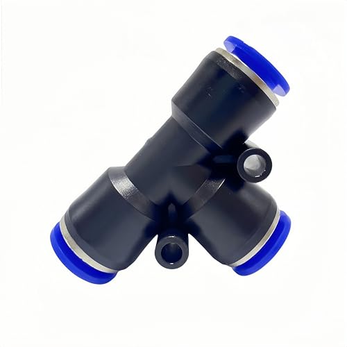 Pneumatic Blue Push to Connect Tee Union Fitting, 8mm x 8mm x 8mm OD Tube Quick Fittings (Pack of 20) - size: 8mm
