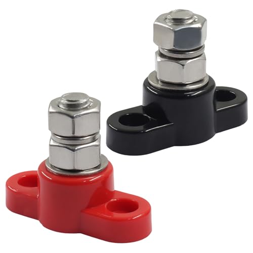 Bonsicoky 12V 250A Power Distribution Block Bus Bar, 2 Pcs M10 Stud - size: M10