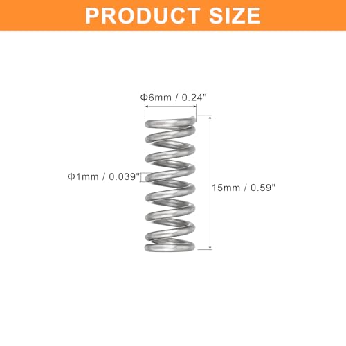 uxcell 5Pcs Compression Spring, Wire Diameter 0.039", OD 0.24", Free Length 0.59" 304 Stainless Steel Coil Mechanical Compressed Spring, Silver - size: 0.039" x 0.24" x 0.59"