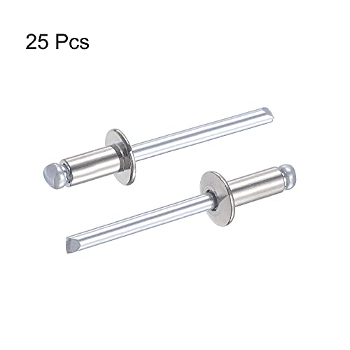 uxcell Blind Rivets, 304 Stainless Steel Pull Rivets Core Decoration Rivets 5mm Diameter 10mm Grip Length Silver Tone, 25pcs - size: 5mm x 10mm