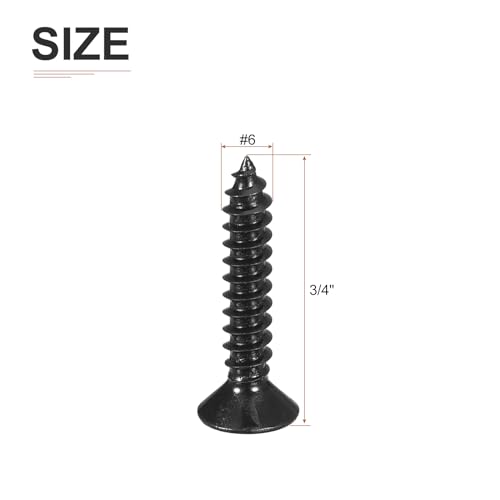 DTGN 100Pcs #6x3/4 Flat Head Wood Screws, Carbon Steel Phillips Self Tapping Screws - Good for Woodworking, Furniture - Black - color: Black, size: #6x3/4"