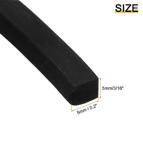 Neoprene Rubber Sheet Rolls 3/16" T x 0.2" W x 5'L Solid Rubber Seal Strip for DIY Gasket, Crafts, Pads, Seals, Protection