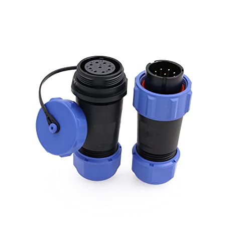 SZRMCC SP21 Waterproof Connector IP68 Circular Aviation Plug Socket in Line High Voltage Industrial Power Cable Connector for LED Lighting/Marine/Automotive Outdoor Devices (9Pin 5A) - size: 9Pin 5A