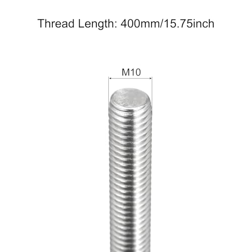 MECCANIXITY Fully Threaded Rod M10 x 400mm 1.5mm Thread Pitch 304 Stainless Steel Right Hand Threaded Rods Bar Studs 6 Pack - size: M10 x 400mm