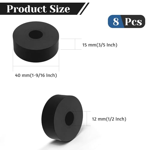 8 PCS Multi Purpose Rubber Spacer, 1-9/16" OD x 1/2" ID x 3/5" Thickness - size: 1-9/16" OD x 1/2" ID x 3/5" Thickness