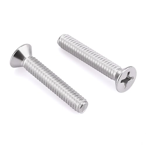 #8-32 x 1-1/4" Flat Countersunk Head Machine Screws, Phillips Drive, 304 Stainless Steel 18-8, Full Thread, Coarse Thread UNC, 50 PCS - size: #8-32 x 1-1/4"