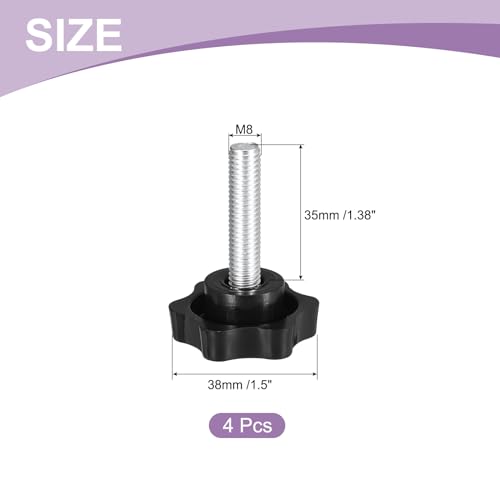 uxcell 4Pcs M8 x 35mm Star Knobs Plastic Hex Shaped Clamping Knob - size: M8 x 35mm
