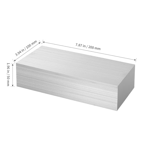 SHEUTSAN 2 x 4 x 7.8 Inch Aluminum Flat Bar Stock, 50 x 100 x 200mm Aluminum Solid Bar, 6061 General Purpose Plate for Industrial, DIY Craft