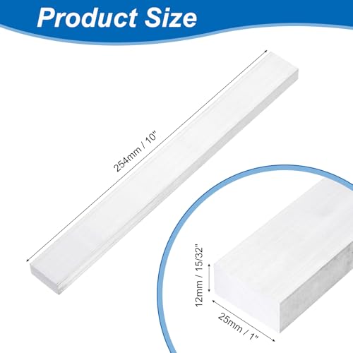 uxcell Square Aluminum Flat Bar, 15/32"x1"x10" (TxWxL) 12x25x254mm - size: 12x25x254mm