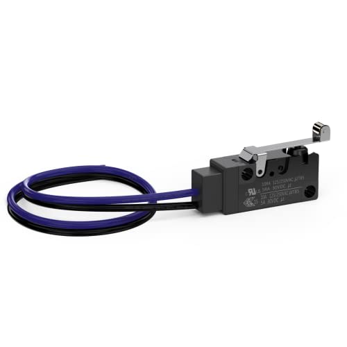 Hinge Roller Lever Waterproof Momentary Push Button Micro Limit Switch with Line 1NO Snap Action Mini Switches 2 Pins 1 Pc for Arduino, Appliance and Electronic Equipment - color: Hinge Roller Lever 2 Pin