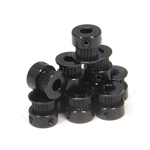 10pcs/Set GT2 Pulleys Wheel 20 Teeth 6.35mm Bore Black Aluminum Timing Belt Idler Pulleys for 3D Printer 6mm Width Timing Belt (20T-6.35mm Bore-Black) - size: 20T-6.35mm Bore-Black