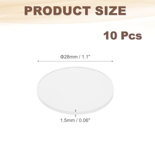 PATIKIL Solid Round Silicone Rubber Sheet, 10 Pcs 28mm OD x 1.5mm Thick Round Silicone Sealing Gasket Pads Bumper Pads for Home Craft Industrial Anti Vibration Slip Gasket, Translucent - size: 28mm x 1.5mm