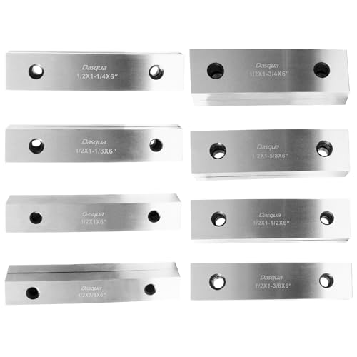 Dasqua 8 Pairs Precision Parallel Set, 1/2” Thick x 6” Long, Hardened Alloy Steel Machinist Parallels with Aluminum Case - size: 1/2" 8 pairs