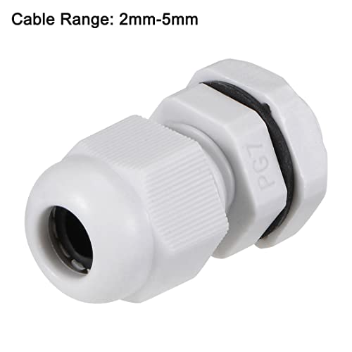 uxcell 10Pcs PG7 Cable Gland 2mm-5mm Wire Hole Waterproof Nylon Joint Adjustable Locknut with Washer White - color: White, size: PG7