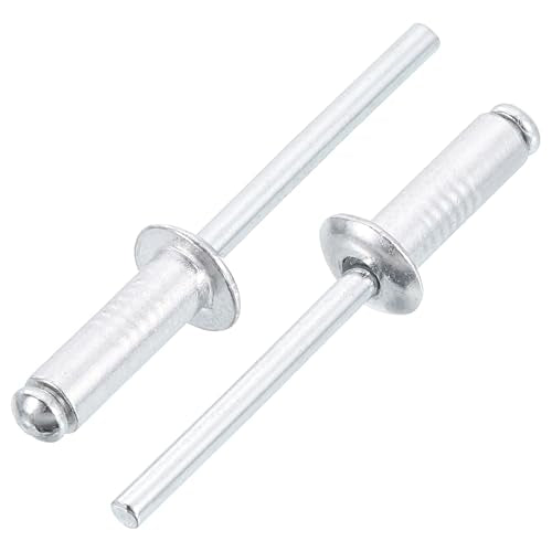 uxcell 100Pcs 3/16" x1/2" Aluminum Blind Rivets, Aluminum Grip and Steel Mandrel, Dome Head Long Split Rivets for Metal, Furniture, Automotive, Silver - size: 3/16"x1/2"