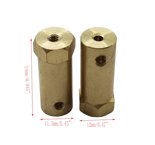 5Pcs 3mm Bore Brass Couplers, Hexagon Motor Shaft Coupling Flexible Connector with Screws and Wrench for Robotics and R/C Car Wheels Tires Shaft Motor - size: 3mm