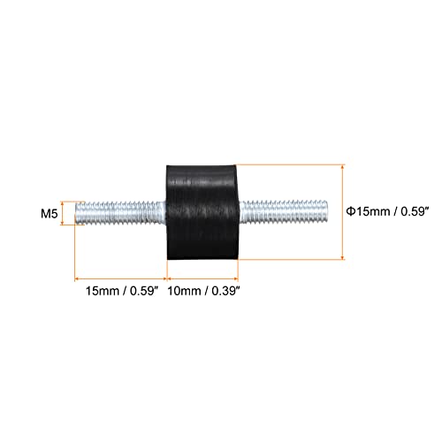 uxcell Rubber Mounts 4pcs M5x15mm Male Vibration Isolator Shock Absorber D15mmxH10mm - size: M5x15x15x10mm