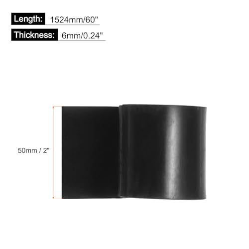 MECCANIXITY Solid Rubber Sheet 1/4" Thick x 2" Wide x 60" Long, Anti-Slip Neoprene Rubber Roofing Material for Gaskets DIY Material, Pads, Seal, Bumpers - size: 1/4" x 2" x 60"