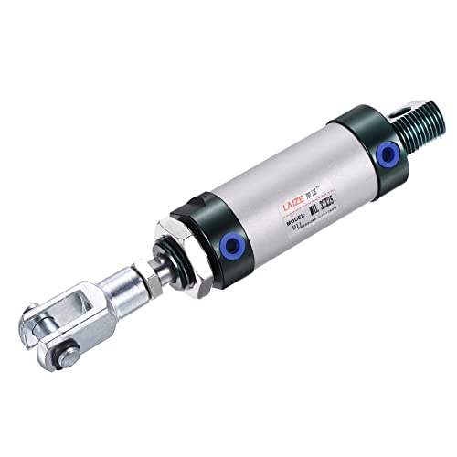 MECCANIXITY Pneumatic Air Cylinder Double Action MAL32X25 32mm Bore 25mm Stroke with Y Connector and 4Pcs Quick Fitting Set - size: 32X25 mm