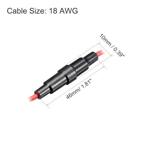 uxcell 5 Pcs 5x20mm Inline Screw Type Fuse Holder 18 Gauge AWG Red Wire with 10 Pcs 2A Fast Blow Glass Fuses - size: 18awg,5x20mm, style: 2A