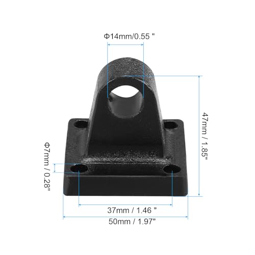 PATIKIL 50x50x47mm Air Cylinder Foot Flange Rod Pivot Clevis Pneumatic Mounting Bracket Rear Mount Parts, Black - size: 50x50x47mm