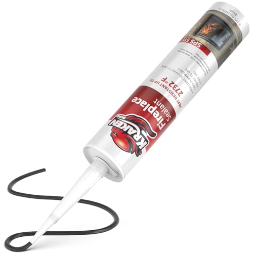 Kraken Bond High Temperature Black Fireplace Sealant 2732°F - (12x10.1oz.) Fire Resistance Up to 2732°F, High Temp Fire Caulk for Ovens, Stoves, Chimneys - Fast Dry, Paintable, Non-Flammable, 12 Pack