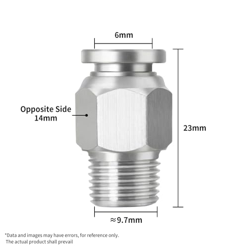PNEUMATIC 304 Stainless Steel Male Straight 6mm Tube OD x 1/8 Inch NPT Thread Push to Connect Fittings (Pack of 5) - size: 6mm OD x 1/8"NPT