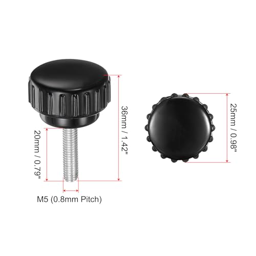 uxcell 8pcs Knurled Clamping Knobs M5 x 20mm Metric Male Thread 25mm Head - size: M5 x 20mm x 25mm