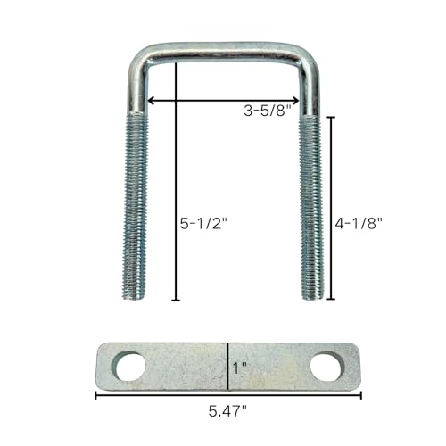 4 Pack Square U-Bolt for Trailer- Fits 3.5 Inch Wide Leaf Springs, Galvanized Steel Clamp Set, Secure Fit for Truck, Boat and Trailers - size: Fits Up To 3.5 Inch Wide Leaf Springs