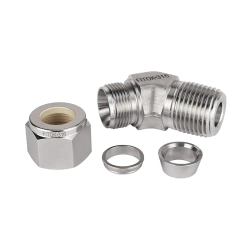 316 Stainless Steel Compression Tube Fitting 45 Degree Elbow 1/2" Tube OD x 1/2" Male NPT 6700 psi, SS-VM-FL8-NS8 - size: 1/2" OD x 1/2" MNPT