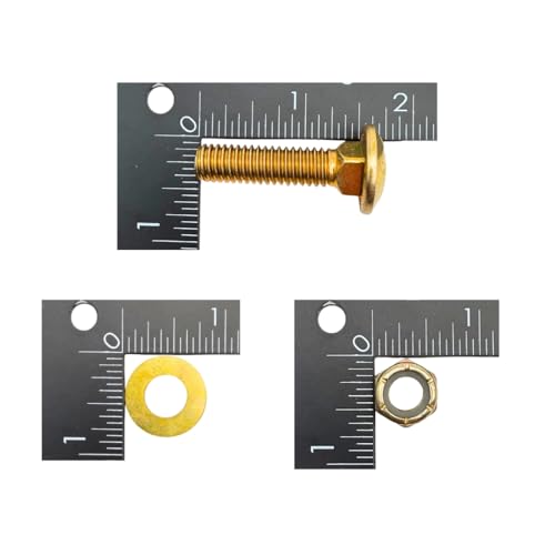 3/8"-16 x 1.5 Grade 8 Carriage Bolts (10-Pack) – Heavy-Duty Coarse Thread Bolts Includes Flat Washers & Nylon Lock Nuts – Round Head Square Neck SAE Anti-Vibration 1.5" Yellow Zinc - size: 3/8" x 1.5" Nylon Lock Nut
