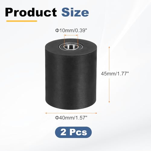 uxcell 2Pcs Plastic Roller Wheel with Bearings 3/8" x 1-9/16" x 1-3/4" - size: 3/8" x 1-9/16" x 1-3/4" (ID x OD x L)