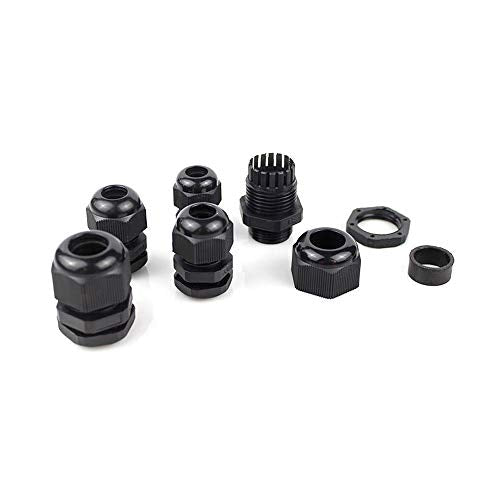 EZFIT Long Threads Cable Gland 10 Pack Plastic Waterproof Adjustable 3-13mm Cable Connectors PG7 PG9 PG11 PG13.5 PG16 Cable Glands Joints With Gaskets Enough Thread (Long Thread)