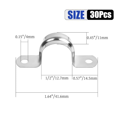30Pcs 1/2 Inch Stainless Steel Conduit Clamps - size: 1/2 inch(12 mm)30pcs