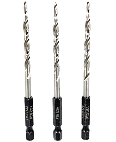 FTG USA 3Pc #8 (11/64") Replacement Countersink Drill Bit Set Tapered Bits - size: #8 (11/64"), style: 3 Bits w/o cutter