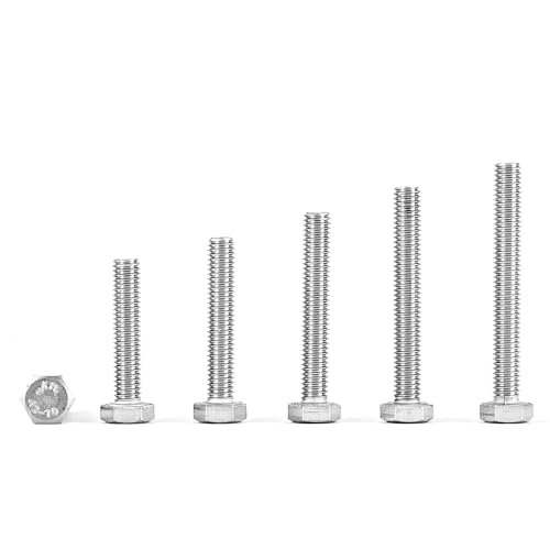 M6 x 30mm 35mm 40mm 45mm 50mm Heavy Duty Hexagon Bolts Hex Head Screws, 304 Stainless Steel, Metric, Machine Fully Thread, Bright Finish, Assortment Kit 50PCS - size: M6 x 30/35/40/45/50mm (50PCS)