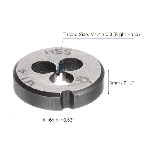 uxcell Round Threading Dies, Metric M1.4 x 0.3 Thread (Right Hand), High Speed Steel (HSS) Screw Cutting Die Repair Tool - size: M1.4 x 0.3