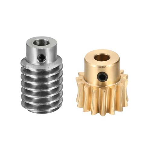 uxcell Worm Gear Set Right Rotation 15T 1 Module 15:1 Reduction Rate - size: Gear-5mm, Worm-5mm Bore, style: 1M-15T