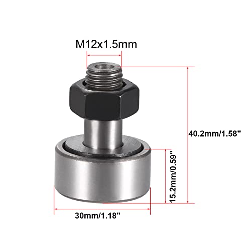 Cam Follower Track Runner Bearings, CF12/KR30 Needle Roller Bearing 30mm Roller Diameter Stud Type Track Cam Followers for Machine Tool Guide Rail and 3D Printers 4pcs - size: CF12/(KR30)