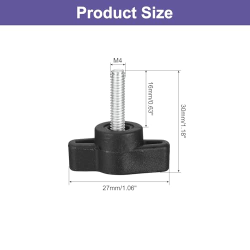 uxcell 4Pcs Clamping Screw Knob, M4 x 16mm Metric Carbon Steel t Shaped Thumb Screws Handle for Quick Remove Hand Tightening Knob Replacement - size: M4 x 16mm