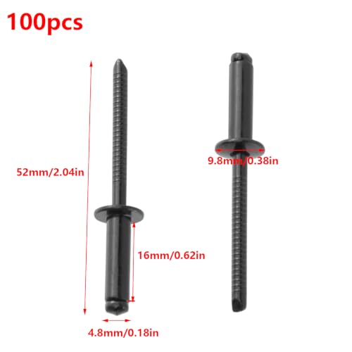 Antrader 3/16" x 5/8" Stainless Steel Blind Pop Rivets,Black,100Pcs - color: All Black, size: 4.8mm x 16mm