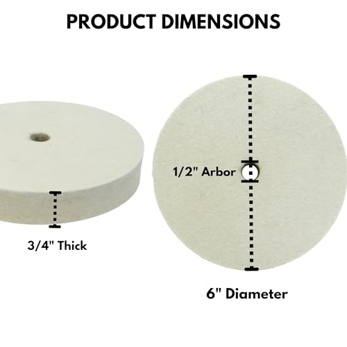 2pk 6in Hard Felt Buffing Wheel with 1/2 Inch Arbor Drill Adapter