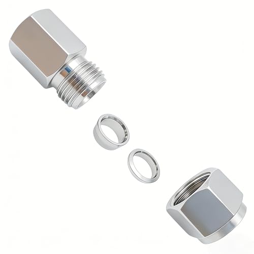 Stainless Steel 304 Compression Coupler Tube Fitting 3/8" OD x 1/4" NPT Female Connector with Double Ferrule Adapter, Pack of 2 - size: 3/8" OD x 1/4" FNPT
