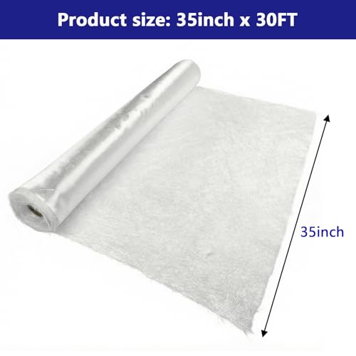 1708 Biaxial Fiberglass Cloth 35" x 10 Yards (30 ft) | 17 oz Biaxial + 0.75 oz Mat | Ideal for Boat Repair, Auto Body, RV & Large Projects - size: 35” x 30ft