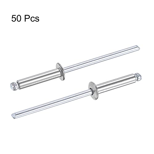 uxcell Blind Rivets 304 Stainless Steel 3.2mm Diameter 16mm Grip Length Silver 50pcs - size: 3.2mm x 16mm