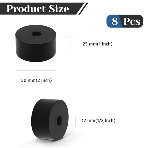 8 PCS Multi Purpose Rubber Spacer, 2" OD x 1/2" ID x 1" Thickness - size: 2" OD x 1/2" ID x 1" Thickness